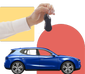 Collage of car and hand with keys