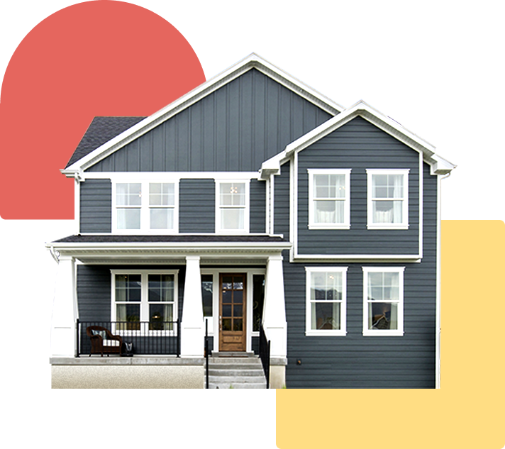 Front of home with shape background